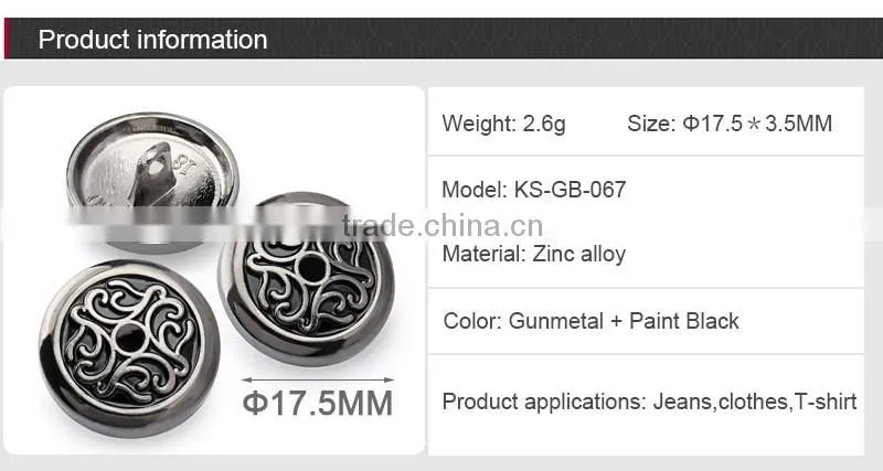 Wholesale Custom Gun Metal Cap Top Sew Buttons For Women Fashion Coats