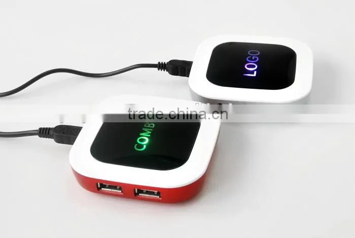 High Speed 2 Port USB HUB With card reader Combo with Light-up LED Logo