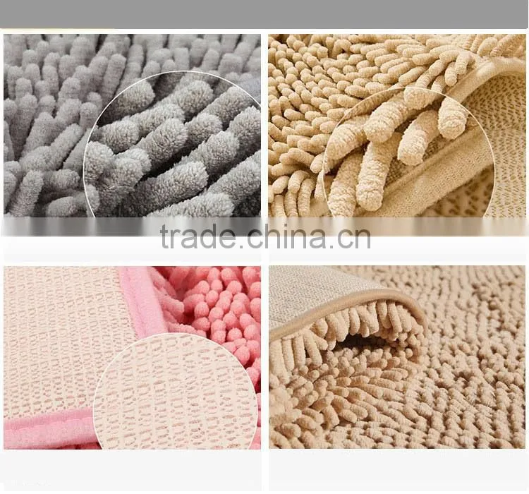 soft anti slip microfiber chenille bath mat 100 polyester