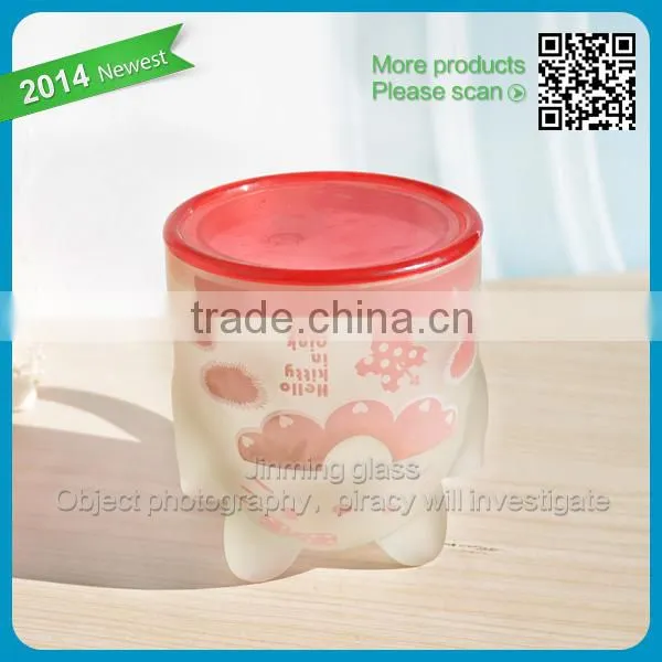 Cat Shape Cartoon Glass Mug Children Favor Milk Glass Cup Safety Handle Cat Cartoon Mug