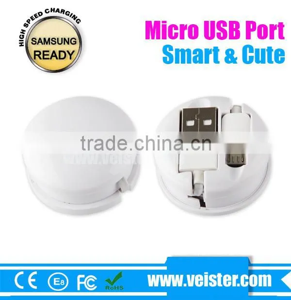 white color Charging usb date cable reel retractable USB Micro cable for Samsung Sync