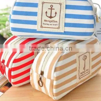 promotional Striped canvas small cosmetic bags