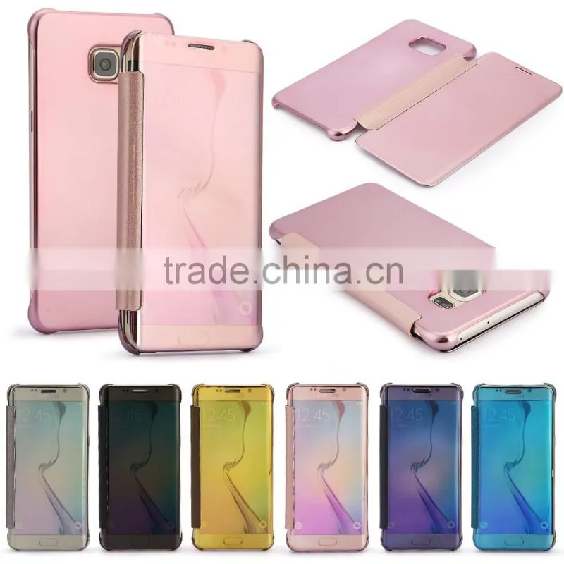 for Galaxy S7 Edge Case, Acessor-Z Fashion Luxury Glossy Mirror Clear View Smart Date/Time Premium