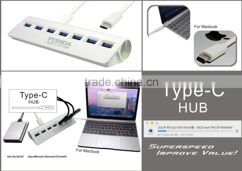 7-Port SuperSpeed USB 3.0 Hub with Individual On/Off Switches, 1.75ft USB Data Cable, and 5V 2A Power Adapter Included
