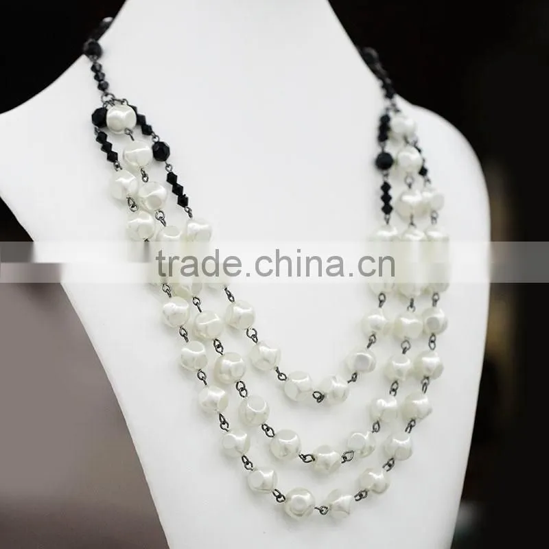 Elegant Alloy Necklace Tri or Multi Strand Jewelry Beaded Imitation Rhodium Jewelry