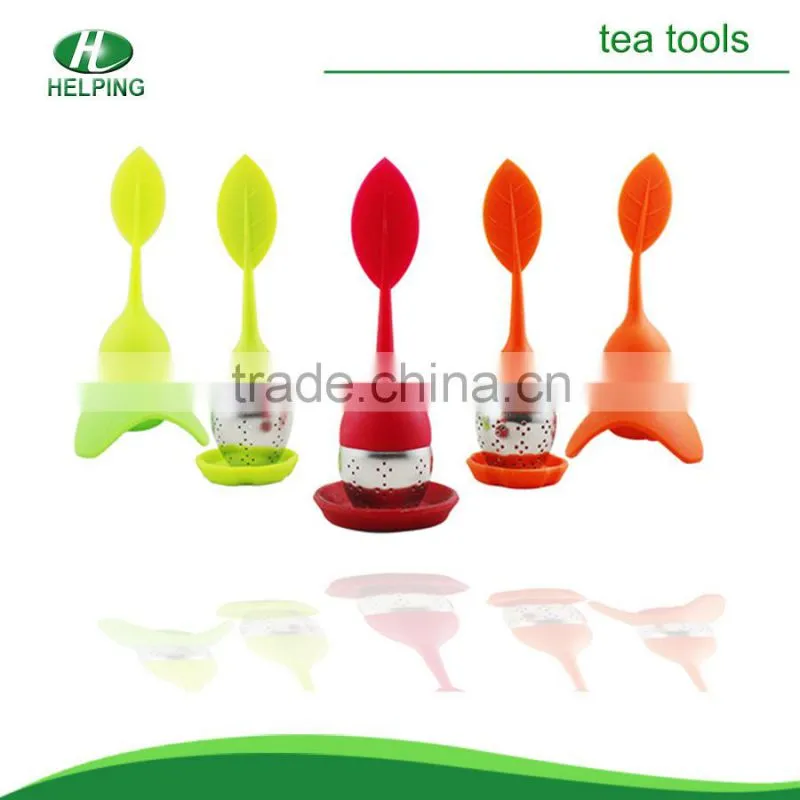Yellow duck shape silicone tea strainer with stainless steel
