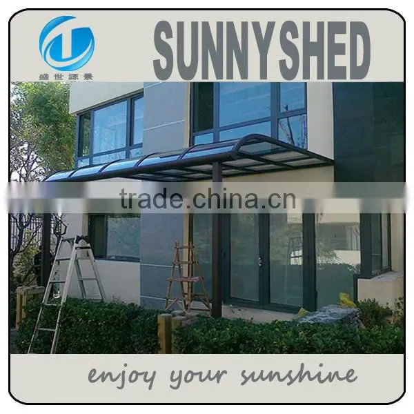 DIY awning with aluminum frame and polycarbonate sheet