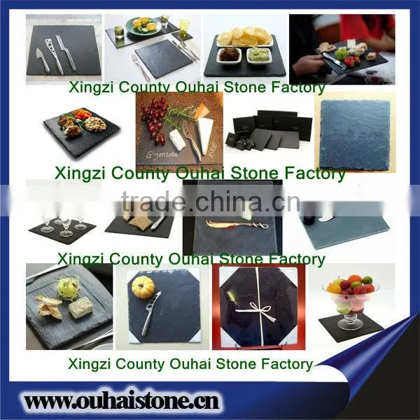 Laser groove line black board slate pizza stone