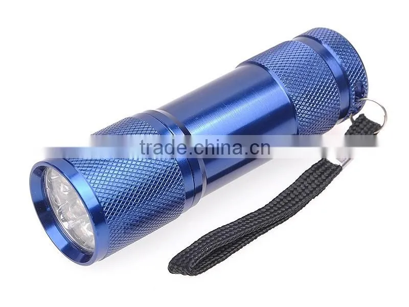 OEM Aluminum Alloy white Light Mini 9 LED Flashlight