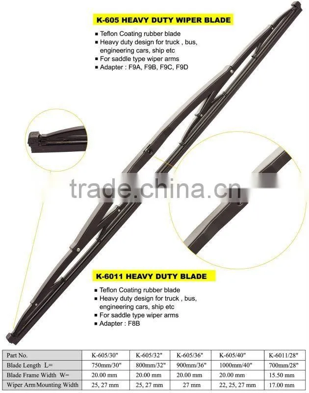 K-605 Heavy duty wiper blade,truck wiper,bus windshield wiper blade
