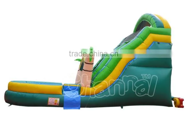 inflatable palm tree water slide, inflatable water slide pool, tropical water slide
