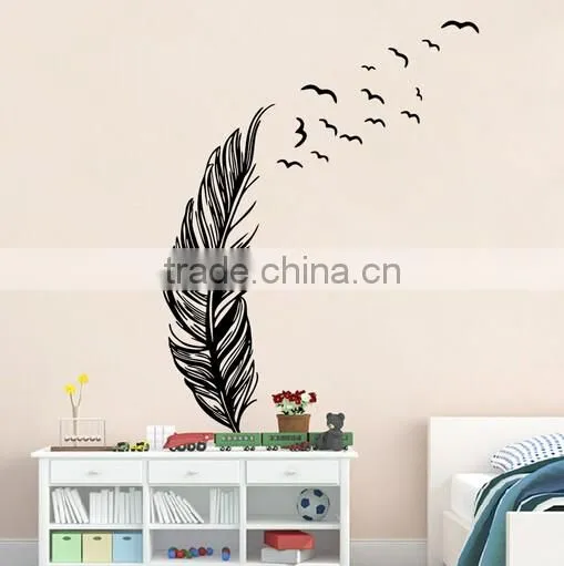 Wall Sticker Vinyl Birds Flying Feather Bedroom Home Decal Mural Art Decor