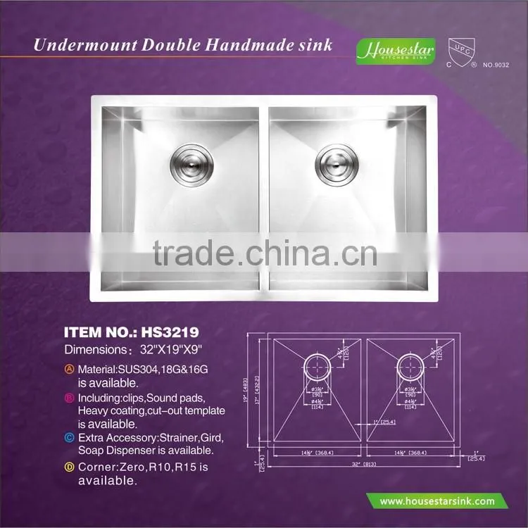 Modern Kitchen Design cUPC Certified Undermount Sink Stainless Steel Kitchen Sink
