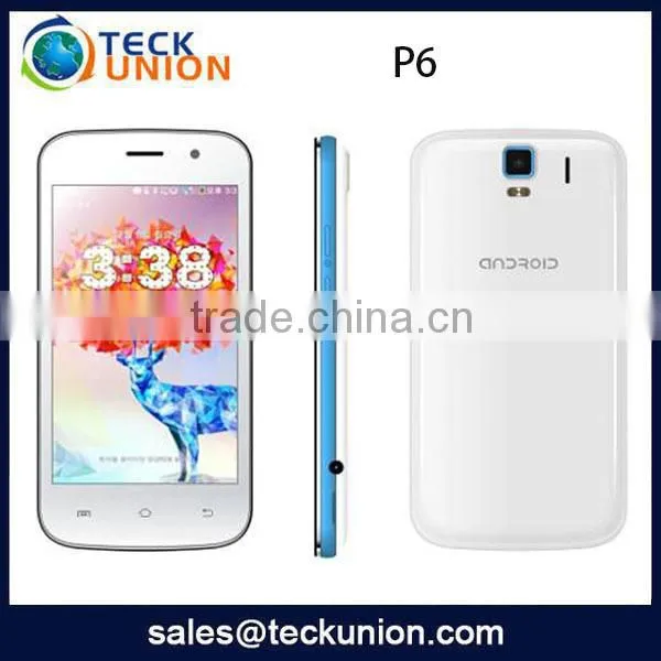 4inch mobile phone MTK6572 P6 dual camera android4.4 3G smart phone