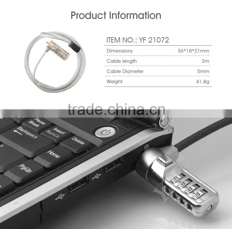 Laptop Cable Lock,Combinational Lock,Computer Lock,Kengsinton Lock From YiFeng