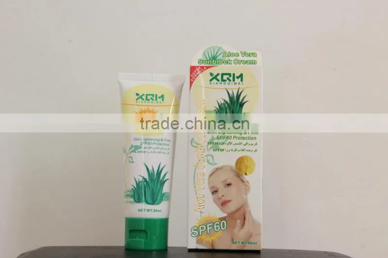 New Arrival XQM SPF60 PA+++ Natural organic Aloe sunscreen brands whitening cream with sunscreen protection