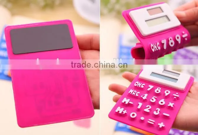 OEM Factory Solar Colorful Transparent Calculator/Solar silicone Calculator