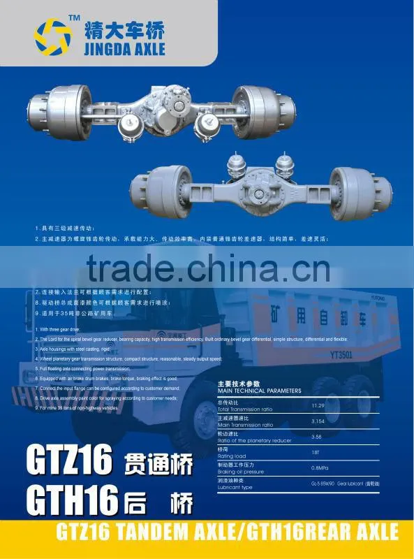 high transmission axle yutong YT3501 mining dumper GTH16 backhoe drive axle GTZ16 casting axle 3 gear drive tandem axle parts