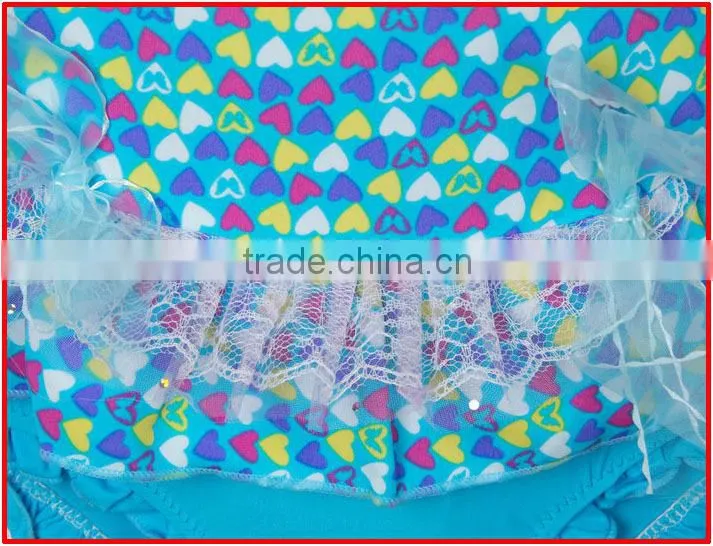 2014 heart printed swimsuits for girls,one piece girl sexy swimwear,sute young girl bikini kids swimwear