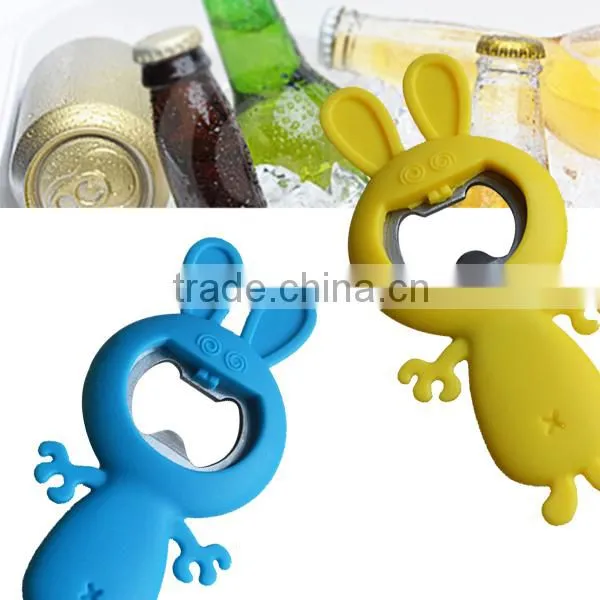 Cute Rabbit Shaped Silicone With Stainless Steel Bottle Opener Of Kitchen Tools