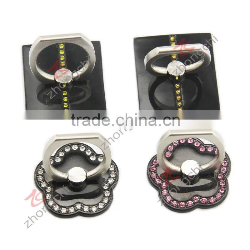 Multi-purpose pu gel finger ring phone holder with car interior mount holder