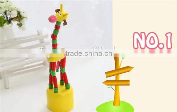 Pop-up giraffe wooden puppet Push finger toy