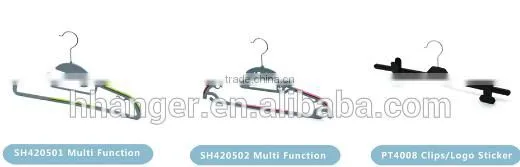 Whole sale black plastic clothes hanger coat hanger with logo