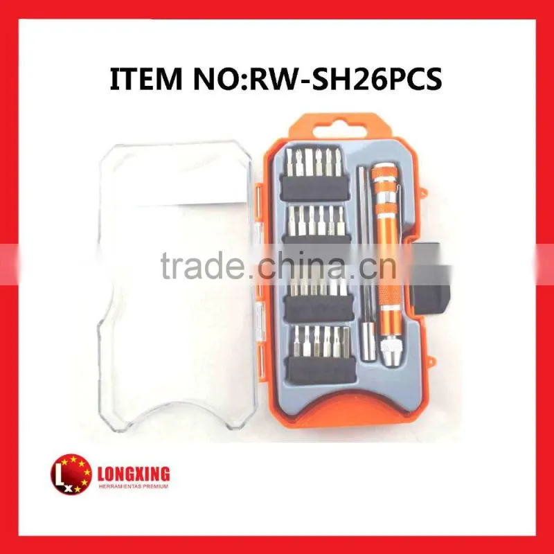 Factory Supply High quality 26 pcs aluminium alloy handle precision screwdrivers set rw-sh24pcsr