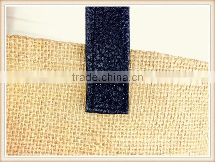 Fashion lady jute shopping bag with PU handle