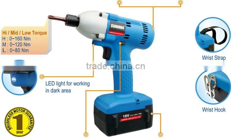 18V Brushless Battery Impact Screwdriver Cordless Tool