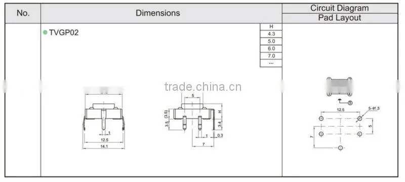 FTVGP02 12mm dip tactile lcd touch screen switch panel