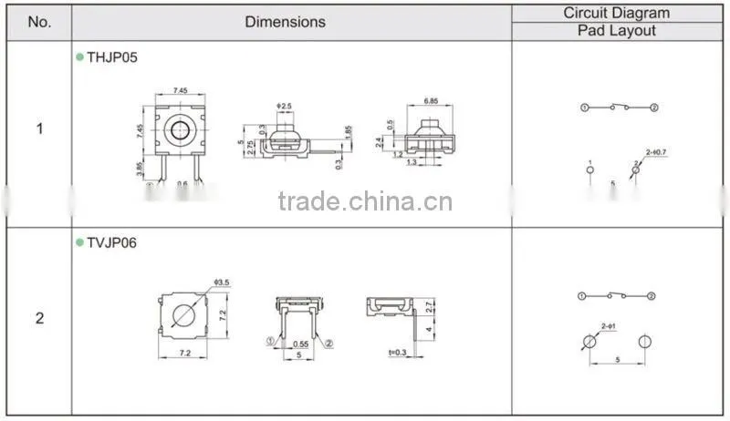FTVJP09 4pin tact push button touch switch for automatic door