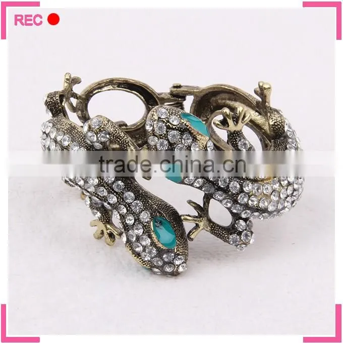 New design bangles exaggerated, Lizard shaped crystal bangles wholesale
