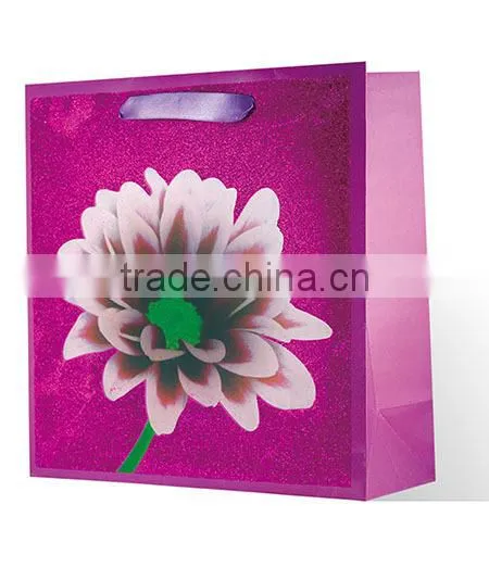 2015 new dsign printing white paper gift bags with ribbon handles