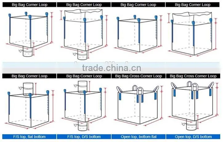 pp virgin chain&over-lock sewing corn starch bulk bags