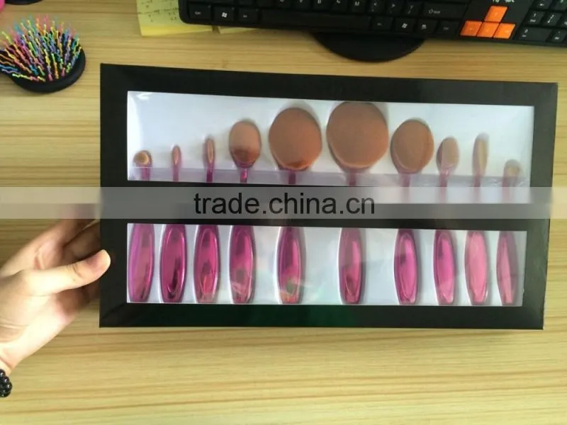New High Quality 10pcs oval make up brush set, Oval foundation brush