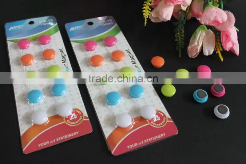 Round shape 15mm color magnet button for office, whiteboard, frige, freezer, school. Wholesale magnet button cheap sale!