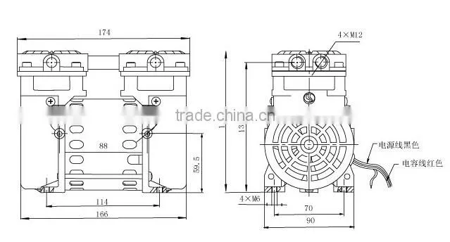 DC12V, 100W small vacuum pump oil-free medical vacuum pump