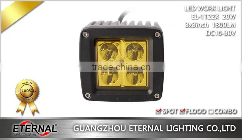 20W 3x3in cube pod pillar for 4x4 Jeep off-road powersports motorsports ATV UTV SUV high power LED work light fog lamp