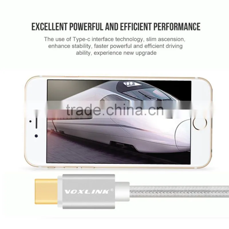 Voxlink 1m TYPE-C Male to Male Mobile Phone Data Cable Charging Cable Nylon Braided Metal Wire Type C to Type C Cable