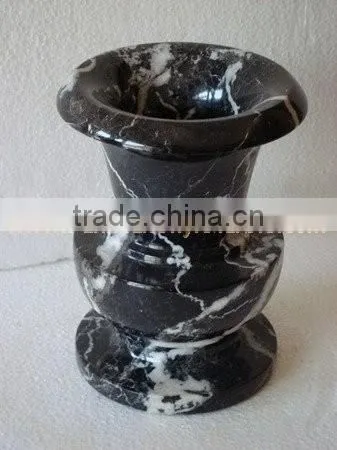 NATURAL BLACK ZEBRA MARBLE FLOWER VASES