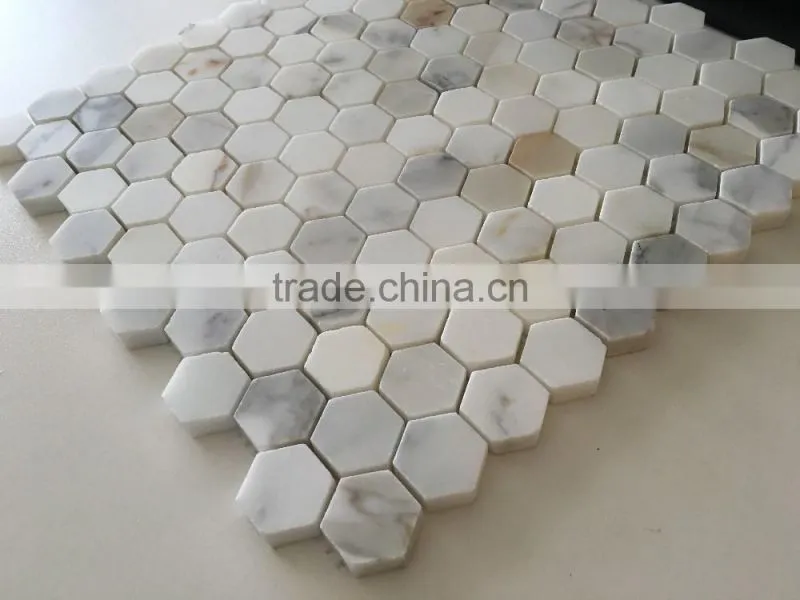 Calacatta gold hexagon marble mosaic tile