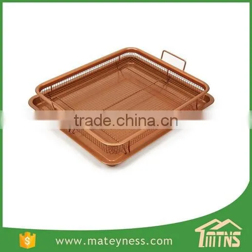 Air Fry Pan Set Gotham Steel Crispy Tray Copper Crisper