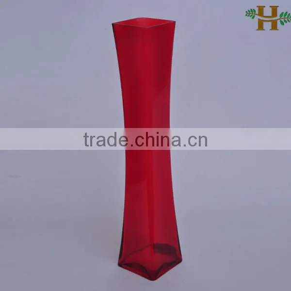 Red tall glass vases for centerpieces