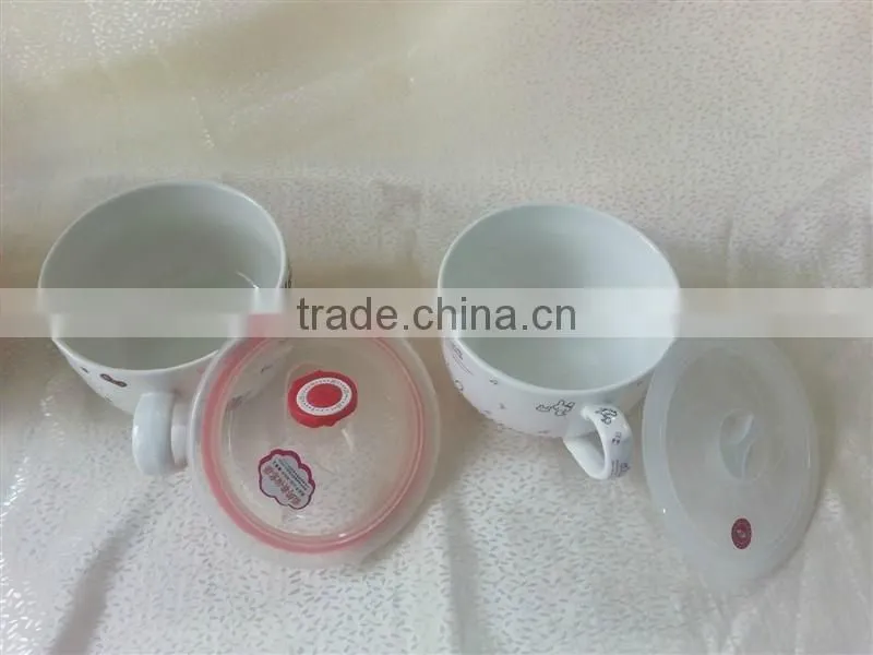 Porcelain&Ceramic Salad Bowl With Handel Plastic Lid