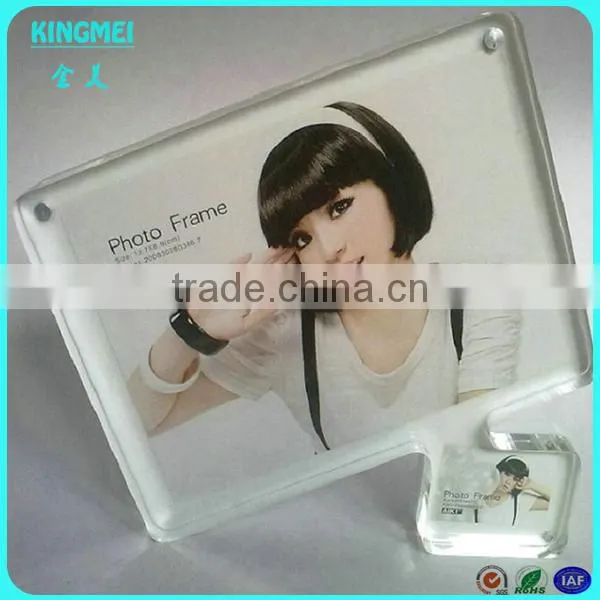 2015 Custom Wholesale Romantic Acrylic Heart Shaped Magnetic Photo Frame