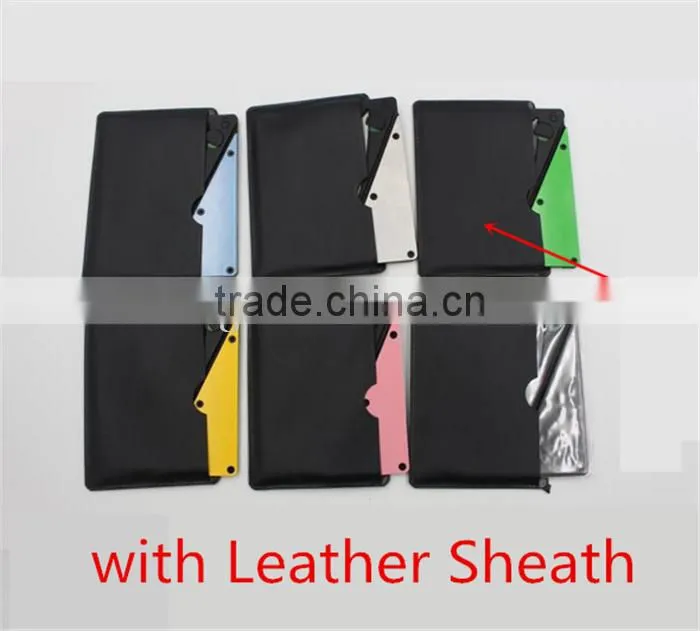 Special gift for men six color stainless steel with metal handle portable survival blade wallet foldable credit card knife
