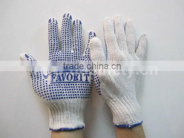 DDSAFETY 2017 7G Bleach Cotton Knitted Gloves With Pigment Blue LOGO