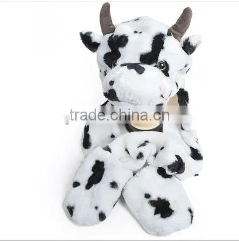 Winter White Puppy Stuffed Plush Animal Winter Hat Paws One Size