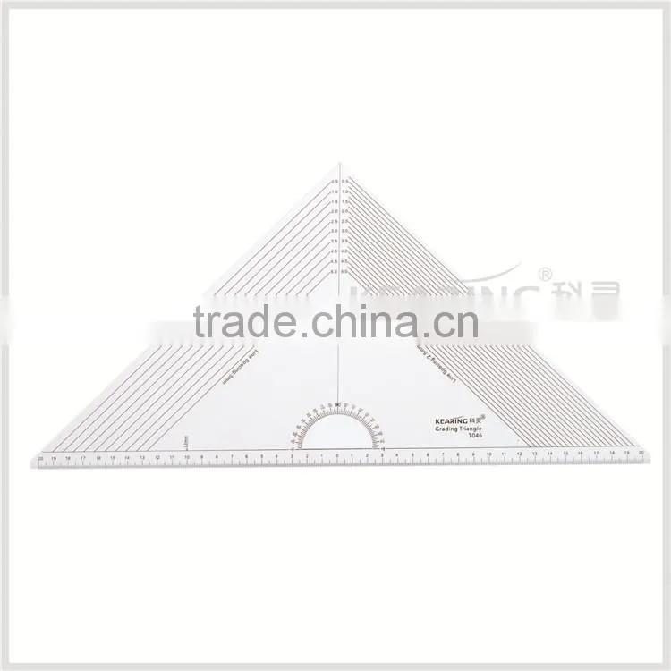 Kearing Chinese Manufactur plastic triangle grading rulerwith protractor # T010